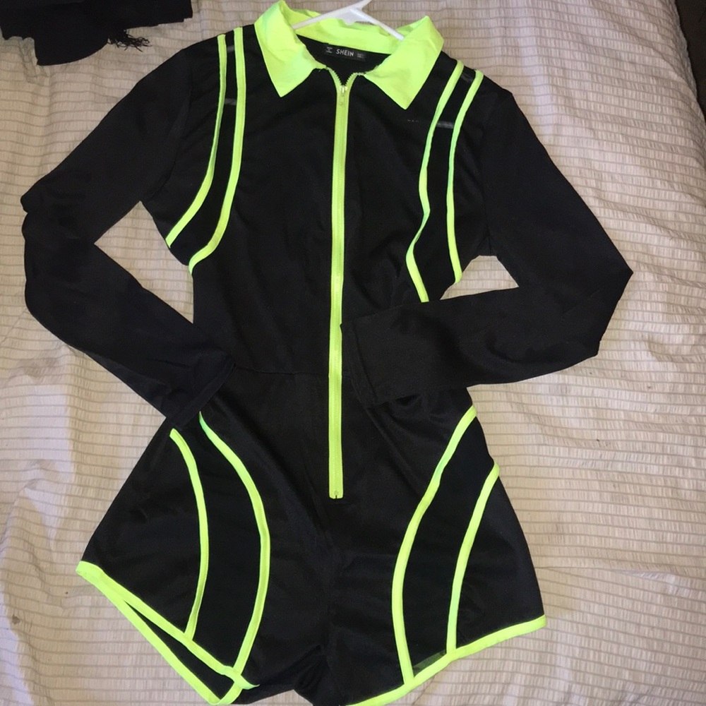 Neon green & Black Sexy Romper